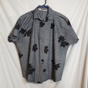 Vintage Blouse Tess Paris Milano Made In Hong Kong Tag Size 8 Black Flowers